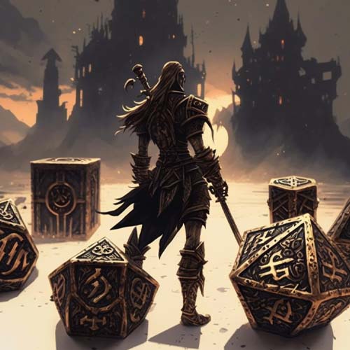 An image of our D&D dice set - The Swordsmaster's Dice