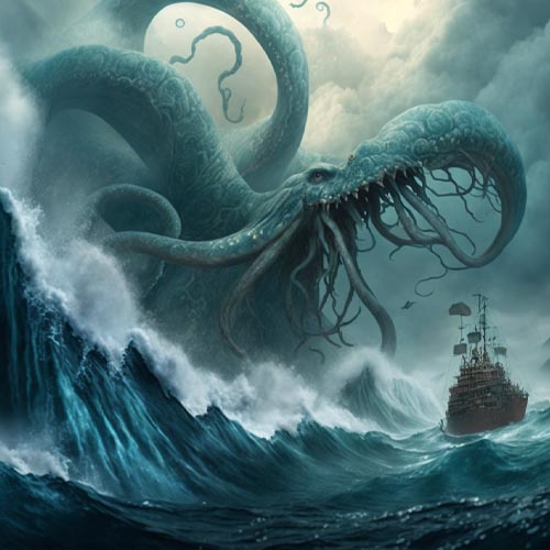 Depiction of the kraken in Ocean fury's lore story