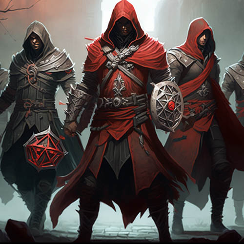 A picture of the assassins of the Shadowblade dice