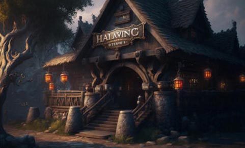 An image of our Tavern 'the old wolf' from outside, nested in the forest